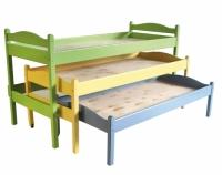 Кровать детская 3-х ярусная выкатная массив сосны Краска "КМ-018" - Фото предпросмотра
