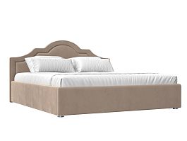 Интерьерная кровать Афина 200 (полностью велюр бежевый) - Фото предпросмотра