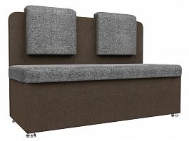 Кухонный прямой диван Маккон 2-х местный (основа рогожка серая, компаньон рогожка коричневая) - Фото предпросмотра