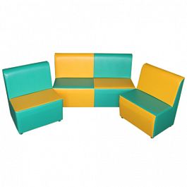Комплект мягкой мебели «Сатурн» зелено-желтый - Фото предпросмотра