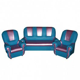 Комплект мягкой игровой мебели на хромированных ножках «Добрый Гном» голубо-розовый - Фото предпросмотра