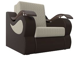 Кресло-кровать Меркурий 80 (основа рогожка Корфу 02, компаньон экокожа коричневая) - Фото предпросмотра