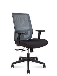 Кресло офисное Techo LB / черный пластик / серая сетка / черная ткань - Фото предпросмотра