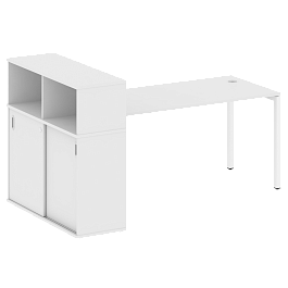Metal System Quattro Стол письменный с шкафом-купе на П-образном м/к 40БП.РС-СШК-3.4 Т Белый/Белый металл 2010*1120*1098 - Фото предпросмотра