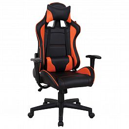 Кресло компьютерное BRABIX "GT Racer GM-100", две подушки, экокожа, черное/оранжевое, 531925 - Фото предпросмотра