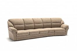 San-Remo диван-кровать с реклайнером и радиусным модулем велюр бежевый - Фото предпросмотра