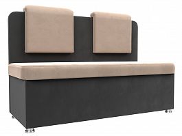 Кухонный прямой диван Маккон 2-х местный (основа велюр бежевый, компаньон велюр серый) - Фото предпросмотра