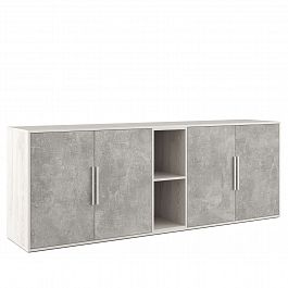 Шкаф средний 4 створки, с нишей B-tone 213,8x45x78 сосна бетон светлый - Фото предпросмотра