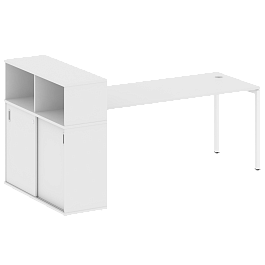 Metal System Quattro Стол письменный с шкафом-купе на П-образном м/к 40БП.РС-СШК-3.5 Т Белый/Белый металл 2210*1120*1098 - Фото предпросмотра