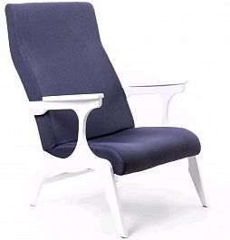 Кресло Флоренция (67*80*102*) ткань деним, каркас белый "Мягкая мебель для кабинета" ТК-002221000488 синий - Фото предпросмотра