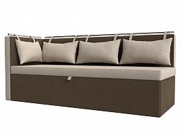 Кухонный диван Метро с углом левый (основа рогожка бежевая, компаньон рогожка коричневая) - Фото предпросмотра