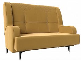 Прямой диван Неаполь 2-х местный (полностью микровельвет желтый) - Фото предпросмотра