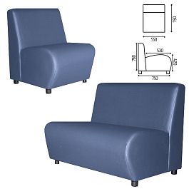 Кресло мягкое "Клауд", "V-600", 550х750х780 мм, без подлокотников, экокожа, голубое - Фото предпросмотра