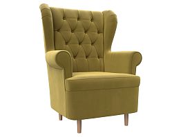 Кресло Торин Люкс (полностью микровельвет желтый) - Фото предпросмотра