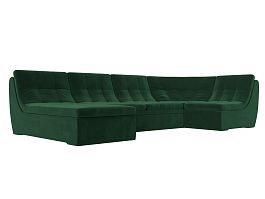 П-образный модульный диван Холидей (полностью велюр зеленый) - Фото предпросмотра