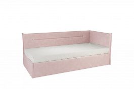 Кровать с подъемным механизмом Альба (Тахта) 90х200 см КМ.T-16.2172 нежно-розовый (велюр) - Фото предпросмотра