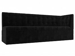 Кухонный диван Бриз с углом (полностью велюр черный) - Фото предпросмотра