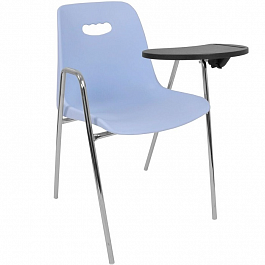 Стул Venezia (4 высокие ножки с подлокотниками + столик TLT) хром, голубой - Фото предпросмотра