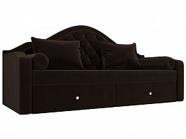 Прямой диван софа Сойер (полностью микровельвет коричневый) - Фото предпросмотра