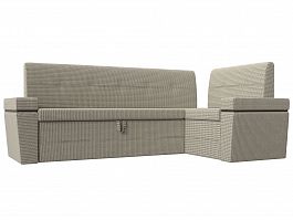 Кухонный угловой диван Деметра правый (полностью корфу 02 бежевая) - Фото предпросмотра