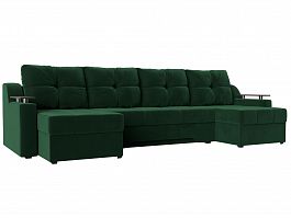 П-образный диван Сенатор (полностью велюр зеленый) - Фото предпросмотра