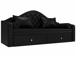 Прямой диван софа Сойер (полностью экокожа черная) - Фото предпросмотра