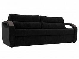 Прямой диван Форсайт (полностью велюр черный) - Фото предпросмотра