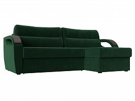 Угловой диван Форсайт правый (полностью велюр зеленый) - Фото предпросмотра