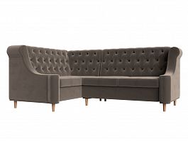 Угловой диван Бронкс левый (полностью велюр коричневый) - Фото предпросмотра