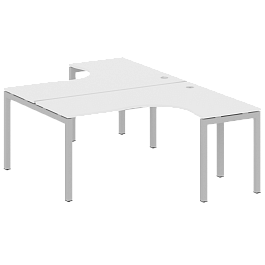 Metal System Quattro Р. ст. криволинейная на П-образном м/к 50БП.РАС-СА-2.4 Белый/Серый металл 1600*2435*750 - Фото предпросмотра