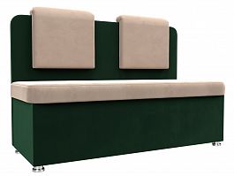 Кухонный прямой диван Маккон 2-х местный (основа велюр бежевый, компаньон велюр зеленый) - Фото предпросмотра