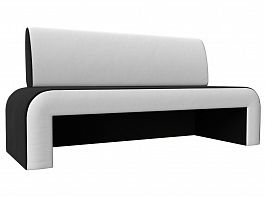 Кухонный прямой диван Кармен (основа микровельвет черный, компаньон экокожа белая) - Фото предпросмотра