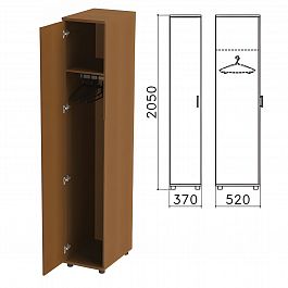 Шкаф для одежды "Монолит", 370х520х2050 мм, цвет орех гварнери, ШМ52.3 - Фото предпросмотра