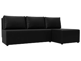 Угловой диван Поло правый (полностью экокожа черная) - Фото предпросмотра