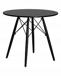 Стол обеденный DOBRIN CHELSEA`80 BLACK (столешница черная, основание черное) - Фото предпросмотра