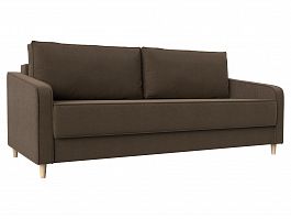 Прямой диван Варшава (полностью рогожка коричневая) - Фото предпросмотра
