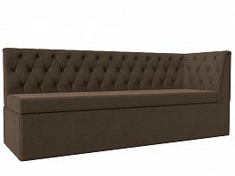 Кухонный диван Маркиз с углом (полностью рогожка коричневая) - Фото предпросмотра