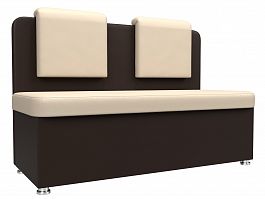 Кухонный прямой диван Маккон 2-х местный (основа экокожа бежевая, компаньон экокожа коричневая) - Фото предпросмотра