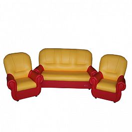 Комплект мягкой игровой мебели на хромированных ножках «Добрый Гном» желто-красный 1 - Фото предпросмотра