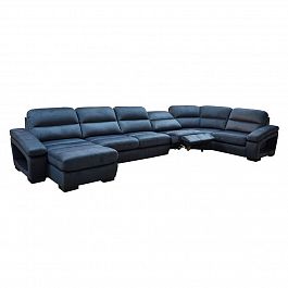 Угловой диван "Линкольн" реклайнер кожа - Фото предпросмотра
