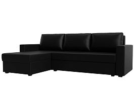 Угловой диван Траумберг Лайт левый (полностью экокожа черная) - Фото предпросмотра