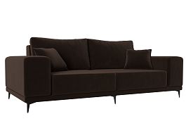 Прямой диван Льюес (полностью микровельвет коричневый) - Фото предпросмотра