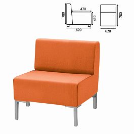 Кресло мягкое "Хост" М-43, 620х620х780 мм, без подлокотников, экокожа, оранжевое - Фото предпросмотра