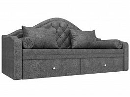 Прямой диван софа Сойер (полностью рогожка серая) - Фото предпросмотра