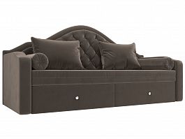 Прямой диван софа Сойер (полностью велюр коричневый) - Фото предпросмотра