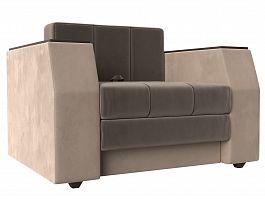 Кресло-кровать Атлантида (основа велюр коричневый, компаньон велюр бежевый) - Фото предпросмотра