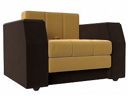 Кресло-кровать Атлантида (основа микровельвет желтый, компаньон микровельвет коричневый) - Фото предпросмотра