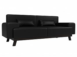 Прямой диван Мюнхен (полностью экокожа черная) - Фото предпросмотра