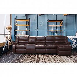 Угловой диван "Эконика 7" с оттоманкой и баром - Фото предпросмотра