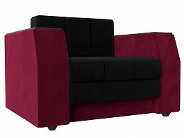 Кресло-кровать Атлантида (основа микровельвет черный, компаньон микровельвет бордовый) - Фото предпросмотра
